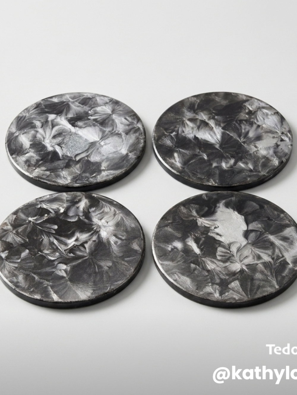 Black Marble Resin Coaster Set - 4 Pack